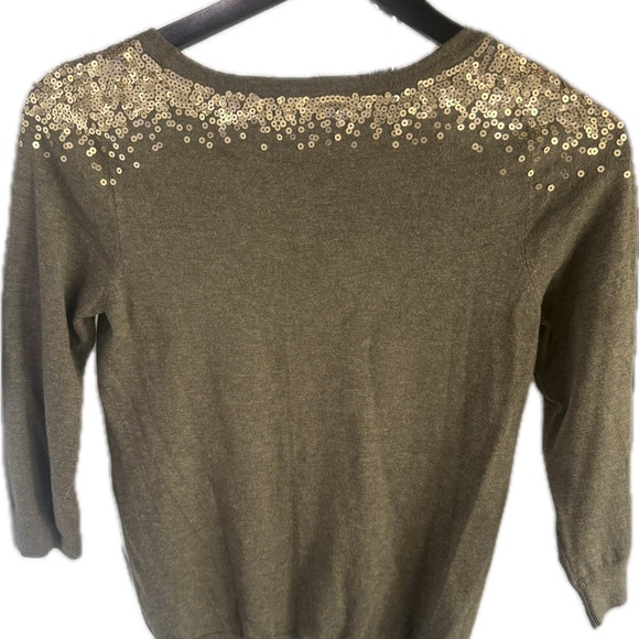INC International Concepts Olive Green Sweater with Gold Sequin Embellishments - Picture 5 of 5